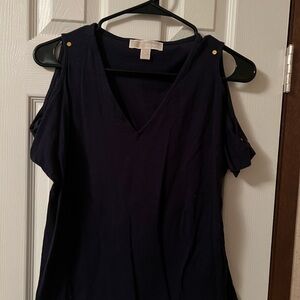 Michael Kors Navy Cold Shoulder Top